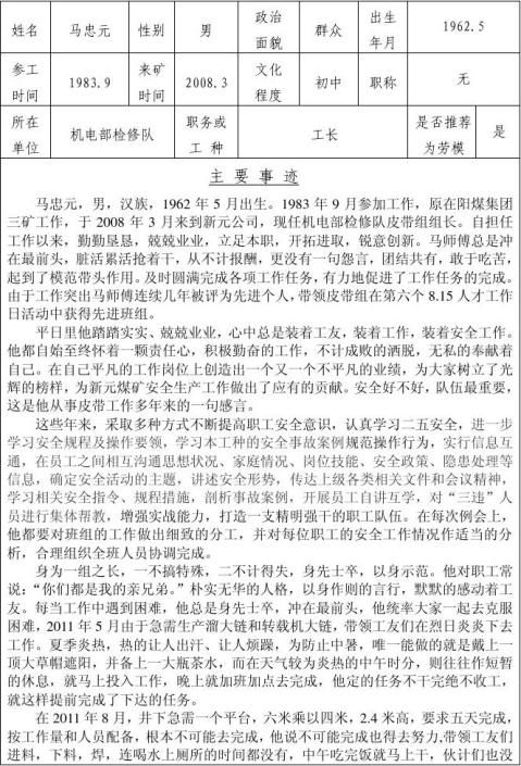 先进个人模板内容图片